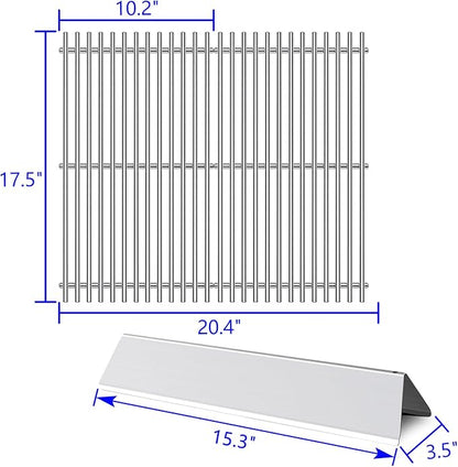 7637 7635 Grill Grates Replacement Flavorizer Bars for Weber Spirit Grill I Spirit II E-210, S-210, E-220, S-220, 17.5” Stainless Steel Cooking Grid BBQ Grill Parts 2 Burners Spirit 200 Series