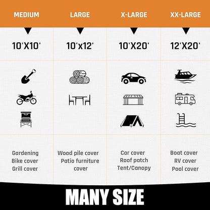 10x20FT Waterproof Tarp, Yumatum 16 Mil Heavy Duty Tarps with Reinforced Edges/Brass Grommets, 100% UV Blocking/Tear Resistant Poly Tarp for Camping, Patio, Tent, Boat(Silver/Black)