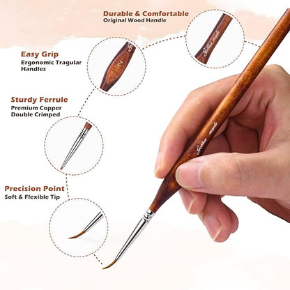 Golden Maple Miniature Model Paint Brushes-10pcs Micro Detail Paint Brush Set,Small Fine Detail Brushes for Acrylic, Oil, Watercolor & Paint by Number,Figurine