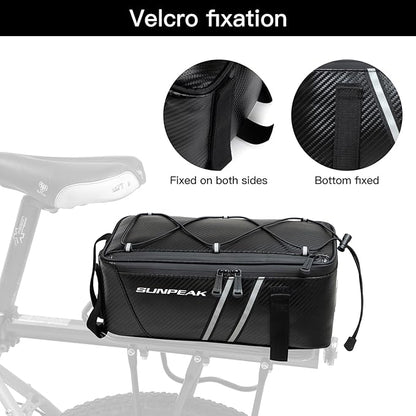 Bike Rear Rack Bag Waterproof Ebike Mountain Bicycle Saddle Bag 7L Cycling Pannier Trunk with Reflector & Adjustable Cord for Commuter Travel Outdoor