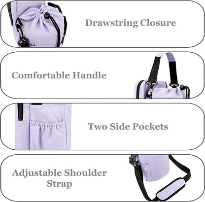 Water Bottle Holder with Strap, 32/40oz Insulation Water Bottle Carrier Bag with Phone Pocket, Water Bottle Sling Bag Crossbody Water Bottle Holder for Hiking Walking