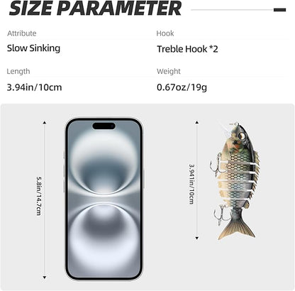 5PCS Lifelike Fishing Lures – Multi-Jointed Swimbait for Bass, Trout, Crappie, Walleye, Pike, Realistic Action with 3D Fish Eyes and Sharp Hooks, Perfect for Fishing Kits in Saltwater & Freshwater