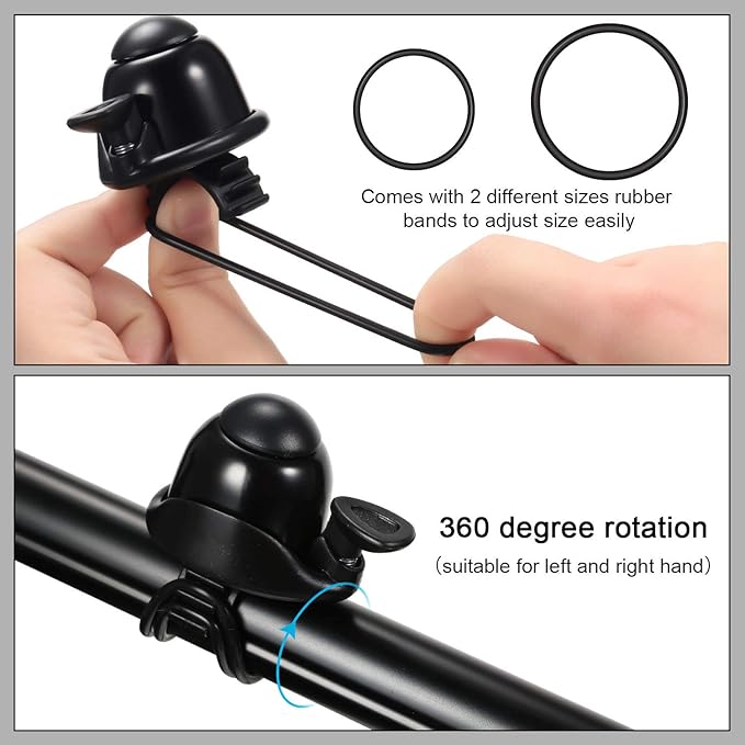 Mudder 2 Pcs Bike Bell Adjustable Bike Ring Bell Aluminum Bike Ring Bicycle Cycling Bell Cycling Ringing Horn with Loud Sound Mini Bike Bell for Adults Kids Road Bike Mountain Bike Sports
