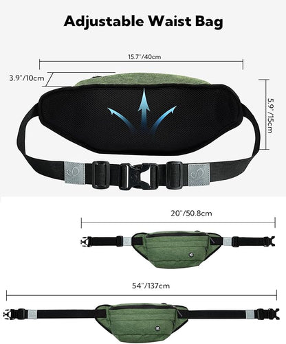 WATERFLY Running Belt Fanny Pack: Runner Marathon Jogging Waist Pack Sport Workout Exercise Fitness Phone Holder Belt for Men Women Jogger Slim Waistband Black