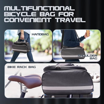 Coolrunner Panniers Bike Bags Bike Rear Rack Bag Bicycle Trunk Bag 27L Bicycle Rack Rear Bag with Rain Cover Bike Saddle Bag for Grocery Shopping Commuter Travel Outdoor Cycling Trip