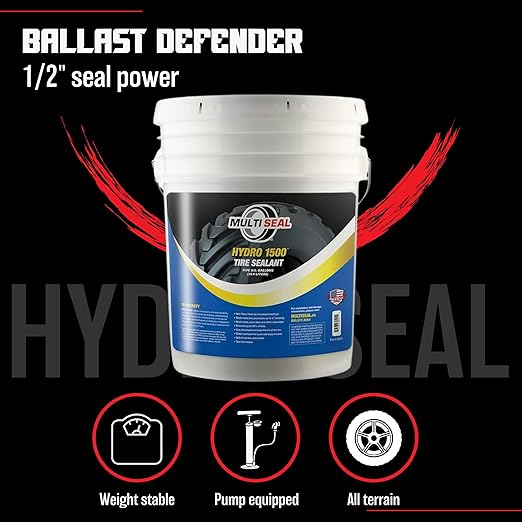HYDRO 1500 Propylene Glycol Based Formula - Liquid Ballast-Filled Tire Sealant for Flat and Puncture Prevention, 5-Gallon Pail with Pump