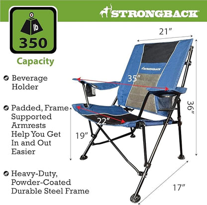 STRONGBACK Camping Chair XL Guru Heavy Duty Camping Chairs with Lumbar Support, Backpack Folding Camp Chair