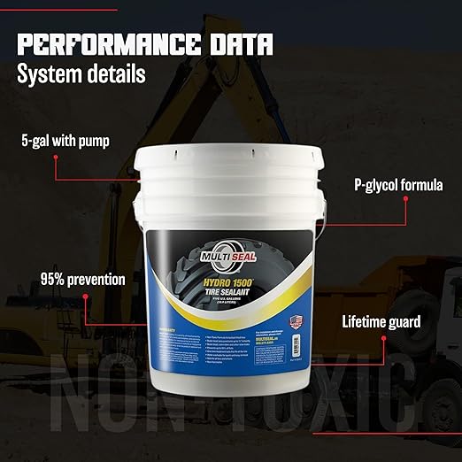 HYDRO 1500 Propylene Glycol Based Formula - Liquid Ballast-Filled Tire Sealant for Flat and Puncture Prevention, 5-Gallon Pail with Pump