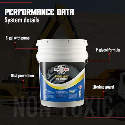 HYDRO 1500 Propylene Glycol Based Formula - Liquid Ballast-Filled Tire Sealant for Flat and Puncture Prevention, 5-Gallon Pail with Pump