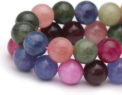 Youngbling Natural Gemstone Beads for Jewelry Making,6mm Tourmaline Polished Round Smooth Stone Beads for Bracelet Necklace 15 Inch