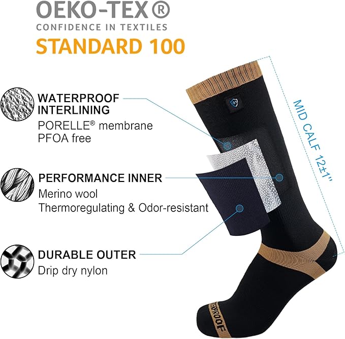 DexShell Waterproof Socks for Men & Women - Mid Calf Boot Sock, Warm for Hiking Camping in Extreme Cold Wet Weather