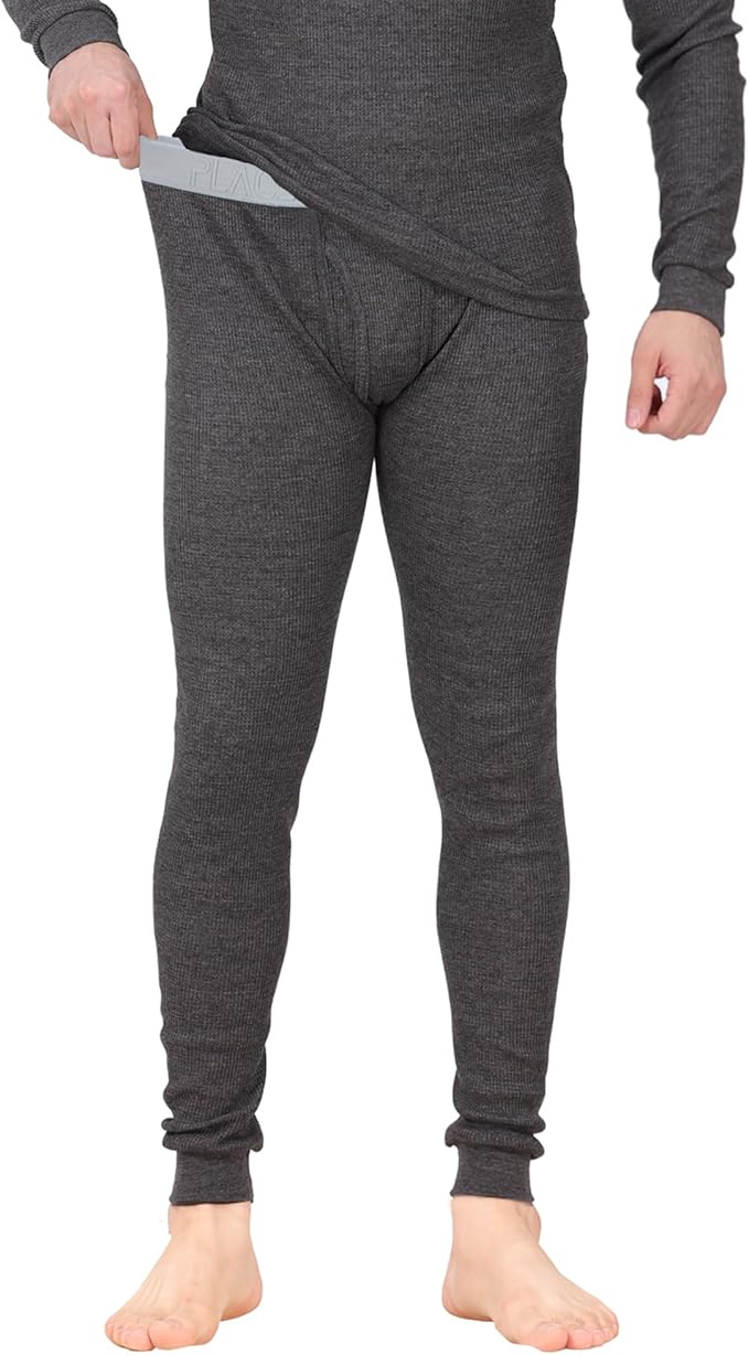 Thermal Underwear Pants for Men Long Johns Cotton Blend Base Layer Waffle Knit Bottoms Classic Cold Weather