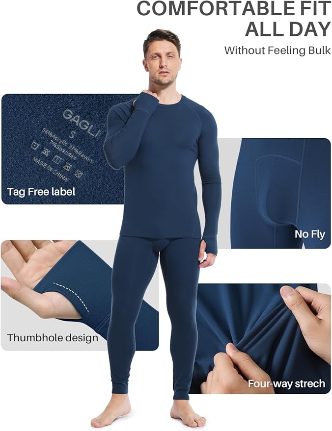 Thermal Underwear for Men: Micro-Fleece Lined Base Layer