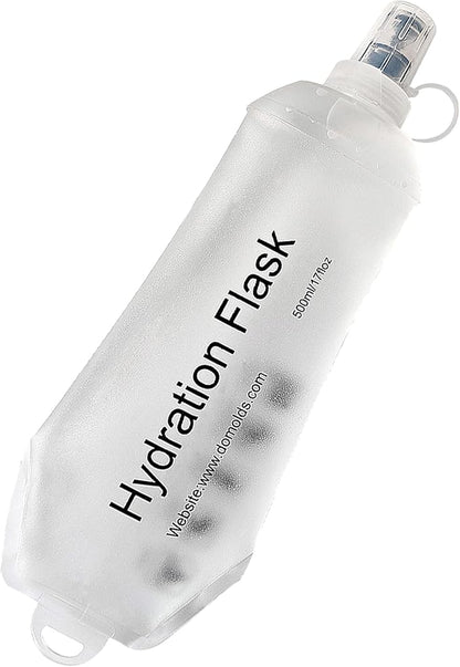 CLINTT 500ml Soft Flask, Foldable Running Water Bottle, TPU Folding Soft Water Flask, BPA-Free Collapsible Flask for Hydration Pack Running Vest, Cycling, Climbing, Hiking - 1Pcs, White