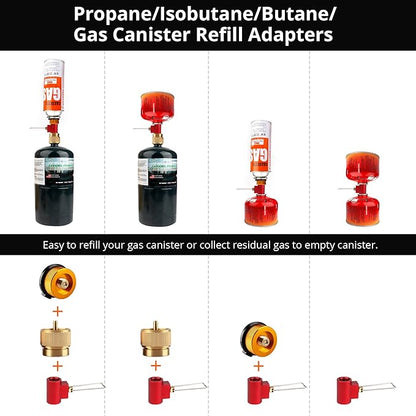 Camping Stove Burners Gas Refill Adapters EN417 Lindal Valve Canister Shifter Backpacking Stove Refill Adapter Valve Kit for Propane/Isobutane/Butane Gas Tank 3 PCS