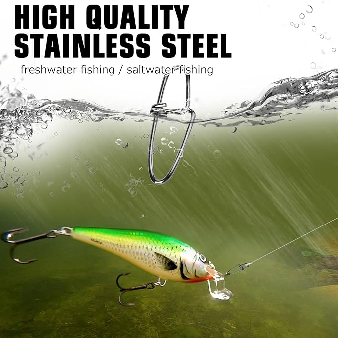 AMYSPORTS Stainless Quick Fishing Snap Kit Power Clip Fishing Snap Saltwater Corrosion Resistance Snaps Swivels Lock Freshwater Connector