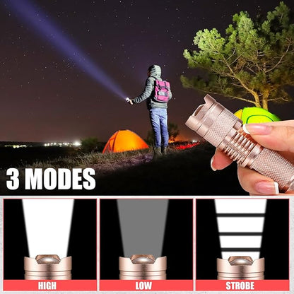 Fumete 20 Pieces LED Flashlight Mini 3 Mode Tactical Torch Small Water Resistant Pocket Flash Light Adjustable Focus Light Pen for Men, Father, Indoor Outdoor Hiking(Bronze)