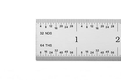 PEC Tools Machinist Metal Ruler, 12" x 300mm Metal Ruler, 1/25" Thick X 1" Wide, Measurement Accuracy 1/32",1/64", 0.5mm, 1mm, Carbon Steel, Satin Chrome, Made in USA