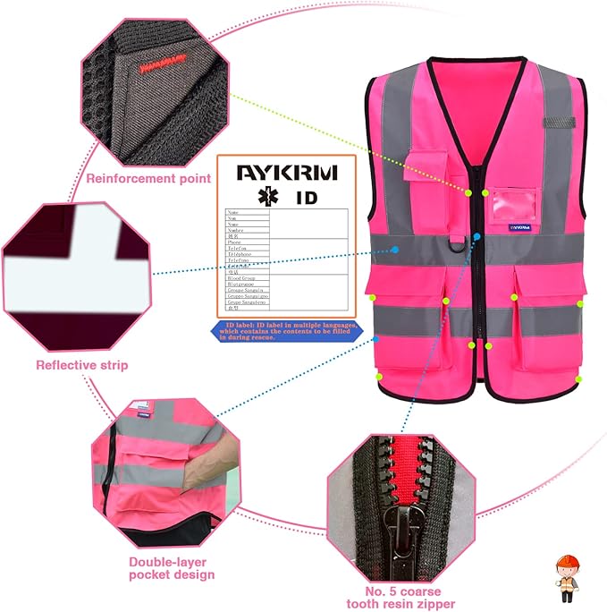 A-SAFETY High Visibility Reflective Safety Vest Customize Logo (XS-8XL)