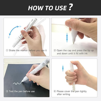 White Paint Pens Paint Markers, 2 Pack Oil Based Permanent Markers With 2-3mm Medium Point Tip For Rock Painting, Wood, Plastic, Metal, Canvas, Mugs Art Supplier (White,2 Pack)