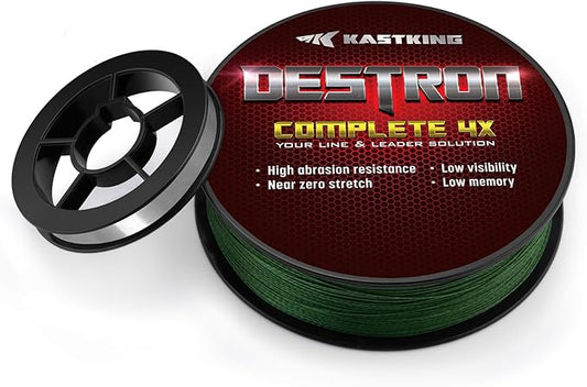 KastKing Destron Braided Fishing Line, Highly Abrasion Resistant, Improved Knot Strength, Ultra-Thin Diameter Superline, Zero Stretch & Memory, CFT “Color Fast Technology”, 75% Thinner Than Mono