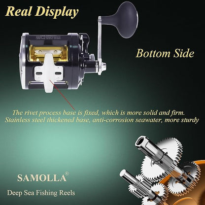 Deep Sea Fishing Reels 44-66Lb Max Drag for Saltwater or Freshwater Ocean Conventional Reel Saltwater Fishing Reel for Tuna Sailfish Swordfish