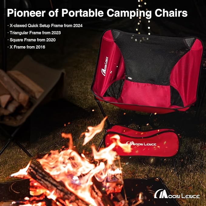MOON LENCE Portable Camping Chair Backpacking Chair - The 4th Generation Ultralight Folding Chair - Compact, Lightweight Foldable Chairs for Hiking Mountaineering, Beach
