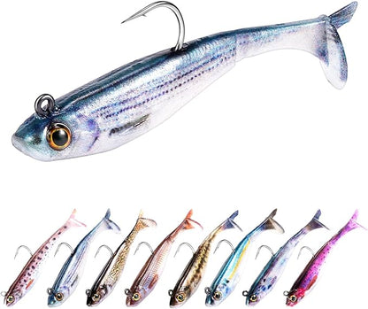 2.5/3.5In Swim Baits for Bass Fishing, Pre-Rigged Jig Heads Soft Plastic Walleye Fishing Lures, Paddle Tail Swimbaits for Bass Fishing, Fishing Bait for Freshwater Saltwater Gifts
