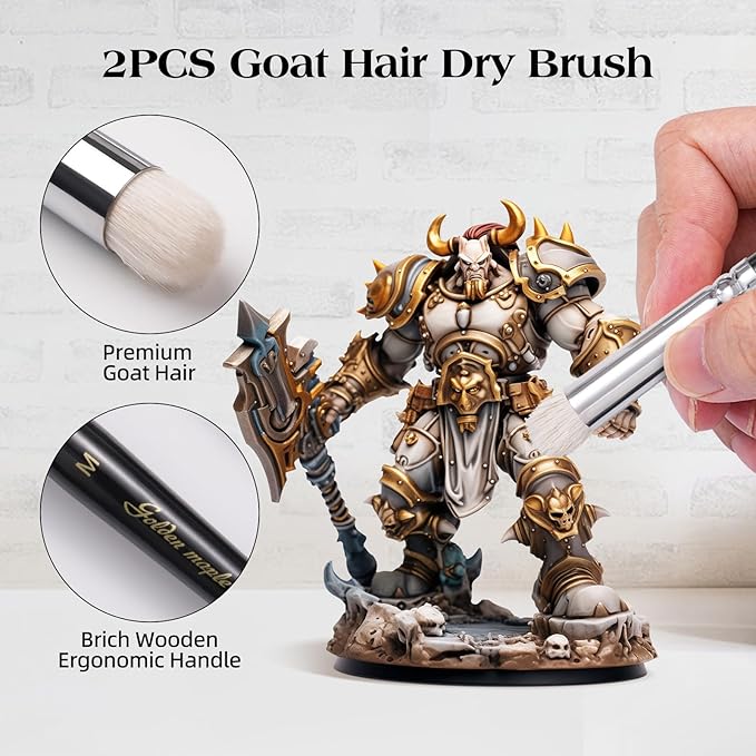 Kolinsky Sable Miniature Paint Brushes - Golden Maple 7pcs Detail Paint Brushes Drybrushes for Acrylic Watercolor, Small Fine Detail Paint Brush Set for Mini Paints (Black)