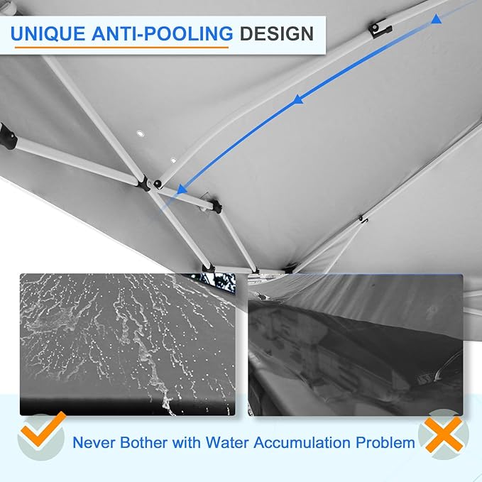 EAGLE PEAK Pop Up Canopy Tent with Wheeled Carry Bag, 8 Stakes, 4 Ropes, 4 Weight Bags, Easy Set Up Tent Canopy, 12x12 ft, 144sqft of Shade, Black