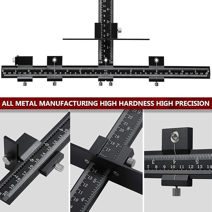 Cabinet Hardware Jig Tool All Aluminum Alloy,Adjustable Drill Guide Template Tool for Installation of Door Drawer Front Knobs Handles and Pulls