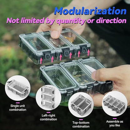 Tackle Box 4 and 8pcs Optional Combination Removable Freely Assemble Fishing Tackle Storage Cube Waterproof Fishing Tackle Organizer With Strong Magnetic Function Luminous (8, Black)