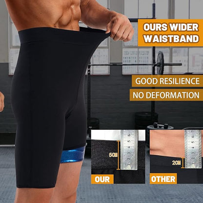 Men Sauna Pants Sweat Leggings Thermo Capris Slimming Tights Heat Trapping Suit,Humanized Mesh Crotch,High Waist