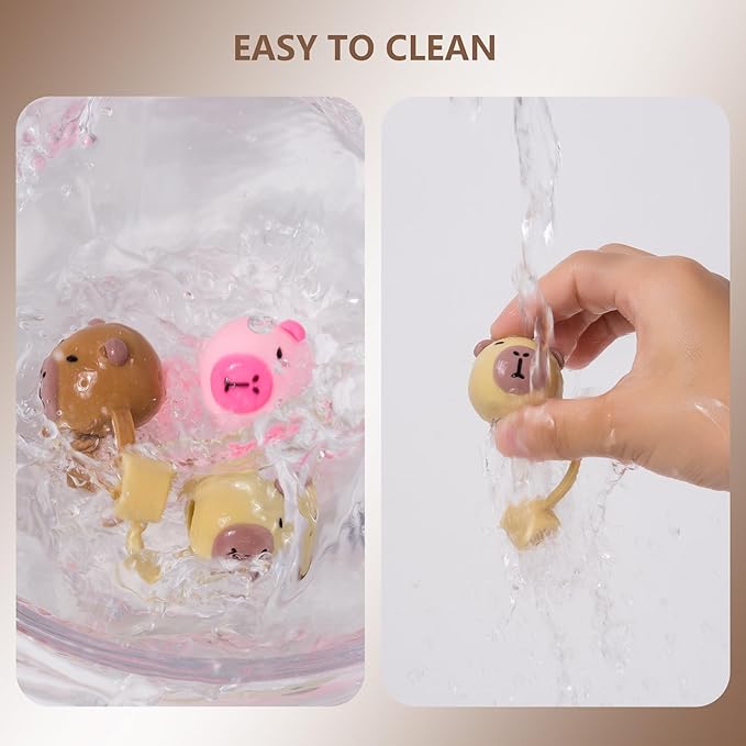 8 silicone straw lids and mug covers for Stanley Cup 30-40 oz. with handle straw cups, 10mm straw lids, dust-proof reusable straw cup lid accessories (4 colors, bear pattern design)