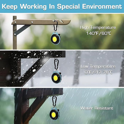 WORKPRO COB Keychain Work Light, Rechargeable Magnetic EDC Keychain Flashlight, Mini Pocket Carabiner Flashlight with Hat Clip, 3 Light Modes Emergency Light for Camping, Hiking and Fishing, Blue