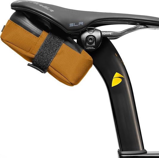 ALMSTHRE Signature Bike Saddle Bag – California Gold | 0.5L Bike Seat Bag (3" x 5.25" x 2") | Water-Resistant Ripstop, Waterproof Zipper, Internal Pocket | Durable Under Seat Storage