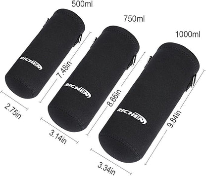 RICHEN Neoprene Water Bottle Carrier Bag with Adjustable Shoulder Strap,Insulated Water Bottle Cover for Stainless Steel/Glass/Plastic Bottles