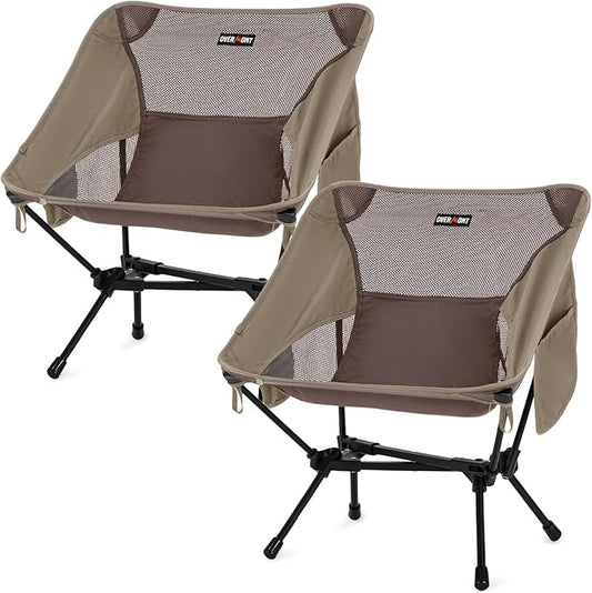 Overmont Ultralight Portable Camping Chair- Lightweight Folding Backpacking Chair, Support up to 330Lbs Compact Beach Chair for Adults with Carry Bag for Backpack Hiking Fishing Outdoor Camp 2pcs