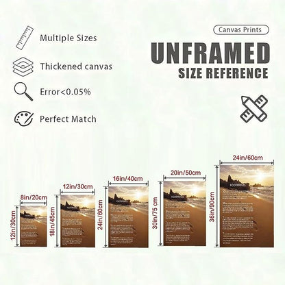 Footprints in the Sand Religious Canvas Wall Art Posters, Inspirational Beach Sunset Poem Print Poster (Unframed 20x30inch, Footprints(2))