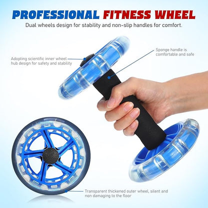 Twin-wheel Fitness Roller, Abdominal Strengthening Device for Men And Women, Blue, 7. 87 X 5. 51 X 5. 51 Inch
