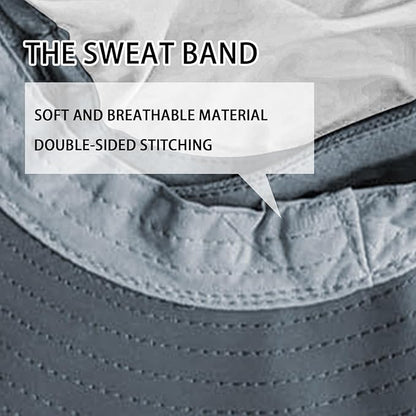 Sun Hats for Men Women Fishing Hat UPF 50+ Breathable Wide Brim Bucket Hats Summer UV Protection Safari Hat with Neck Flap