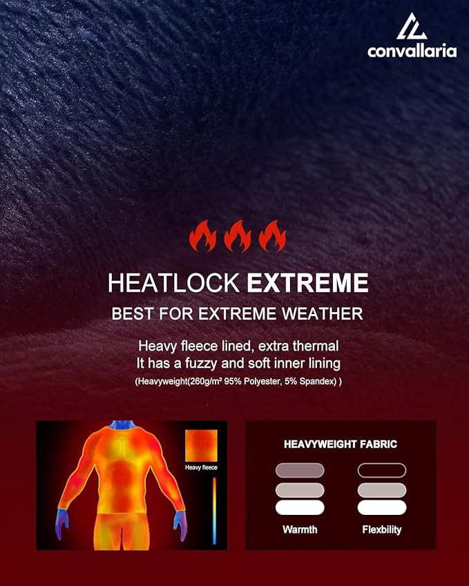 CL convallaria Long Johns Thermal Underwear for Men Soft Fleece Lined Base Layer Cold Weather Top Bottom Gift Set