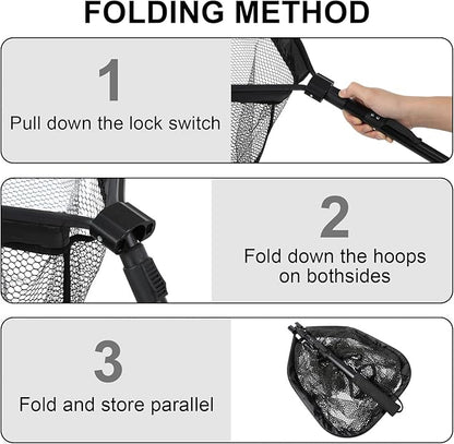 Floating Fishing Net, Foldable for Easy Storage, Retractable, Ideal for Bass, Trout, Kayak & Boat Fishing, Easy Catch & Release
