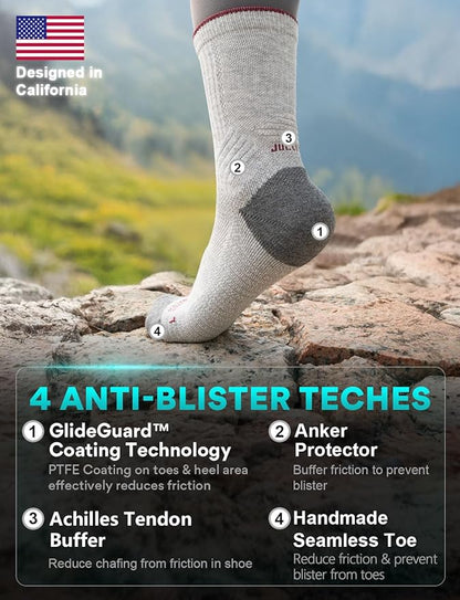 Merino Wool seamless Hiking Socks Moisture Wicking Anti-Blister Breathable Cushioned Compression Womens