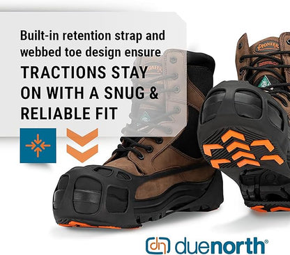 Due North GripPro Spikeless Footwear Traction Aids for Men and Women - for Ice and Snow - Lightweight Full-Foot Rubber Tread
