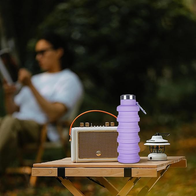 Collapsible Water Bottle,4 Pcs BPA Free Reuseable Silicone Foldable Leakproof 16oz Water Bottles,Portable Lightweight Water Bottles with Carabiner for Travel Gym Camping,Hiking Outdoor Indoor Sports