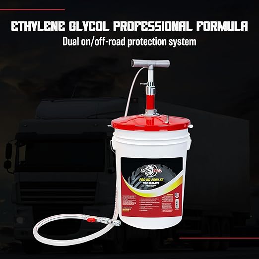 PRO HD 2500 XE Industrial-Grade Tire Sealant - Ethylene Glycol Formula - Heavy-Duty Protection - On/Off-Road Applications - Tubeless Tire Sealant - 5-Gallon Pail with Pump
