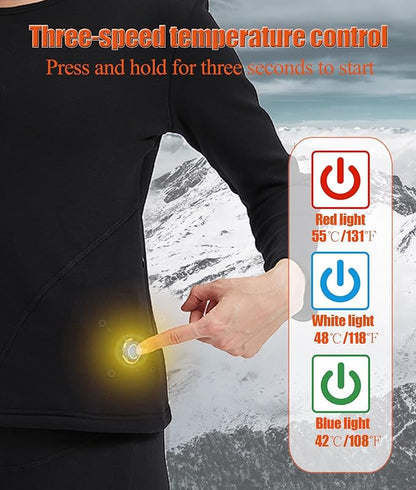Heated Thermals Underwear Set for Men 8 Heating Zones Heated Pants and Shirt with 2 * 10000mAh Battery