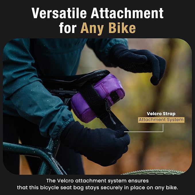 Lumiere & Co. Bike Saddle Bag – Ultra Small (0.2L) & Medium (0.5L) Options | Sleek Minimalist Design, Secure Hook & Loop Strap