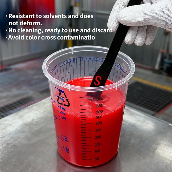 15 PACK Paint Mixing Cups by KEHE REFINISH,20 oz (600ml),Plastic Measuring Cups with Funnels and Mixing Sticks for Liquids, Paints, Resin, Epoxy, Art,Ratios 1:1,2:1, 3:1, 4:1,5:1,6:1,7:1,8:1